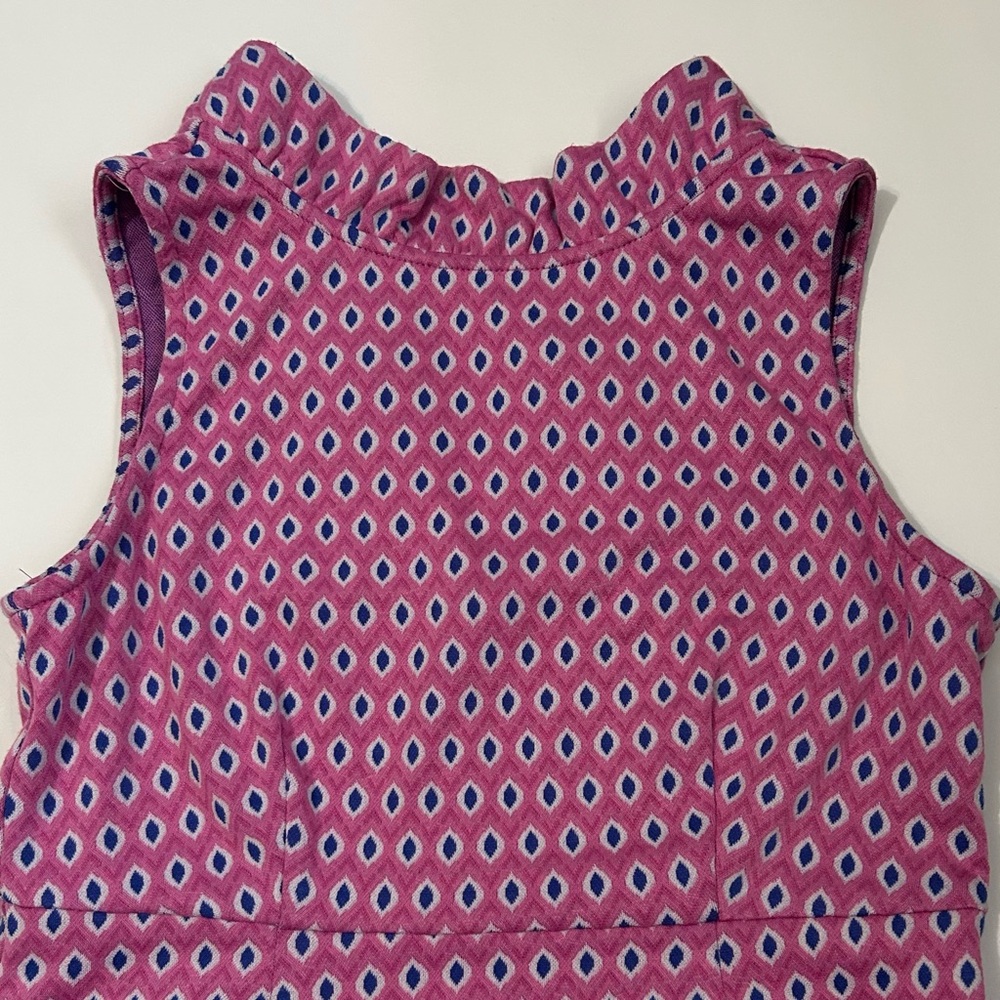 Tyler Boe Ella Diamond Print Sleeveless Dress Ruffle Back Pink Blue Sz XS - Picture 5 of 9